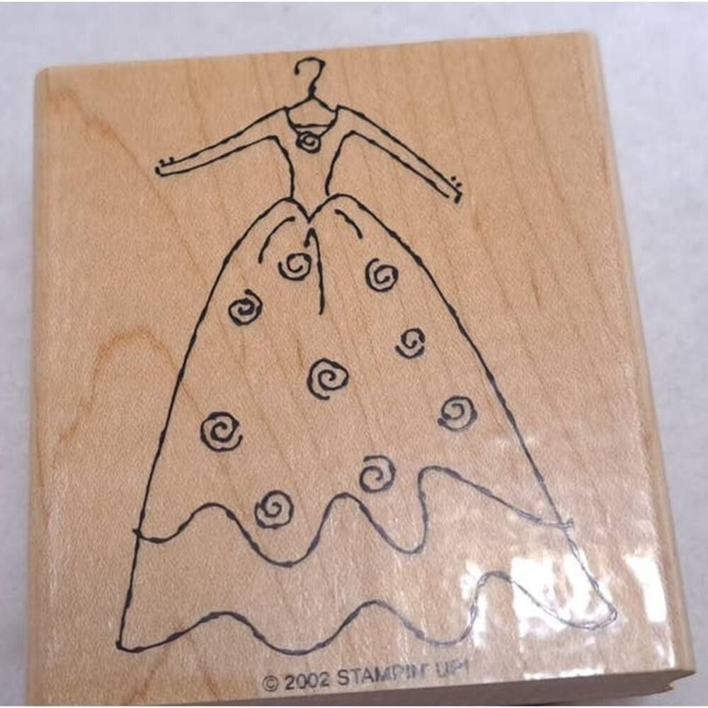 Wedding Dress 2002 Stampin Up Wood Rubber Stamp Vintage Bride Bridal Card Craft